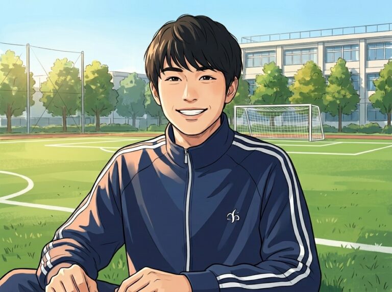 スペイン・バスク遠征を経験した日本の高校サッカー部員の爽やかな笑顔のイラスト